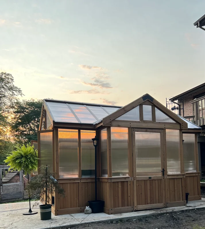 12 × 14 Wooden Greenhouse after assembly