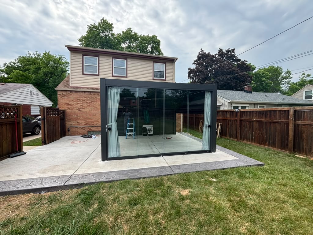 Completed screened outdoor pavilion